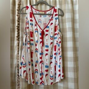 ModCloth Sleeveless Top with Red & Blue Popsicle Print